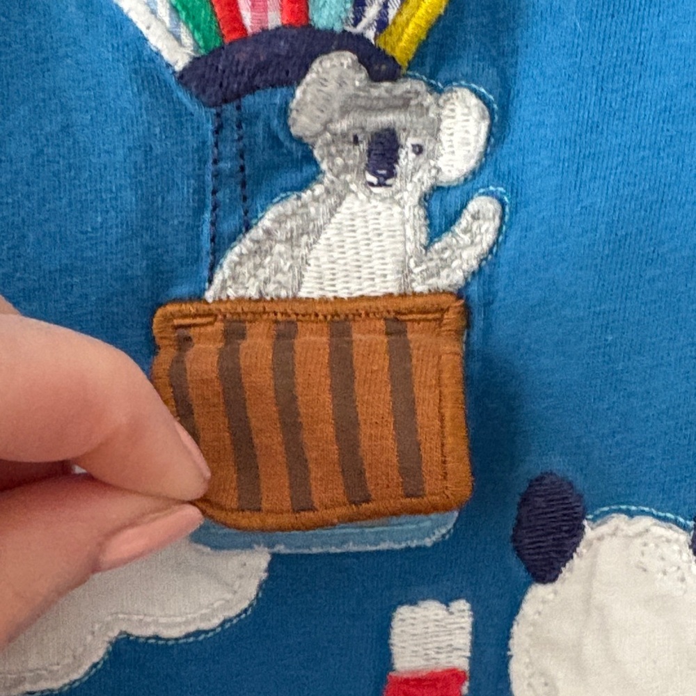 Baby Boden Blue Kids Shirt with Balloon and Animal Design size 2-3Y - Picture 2 of 8